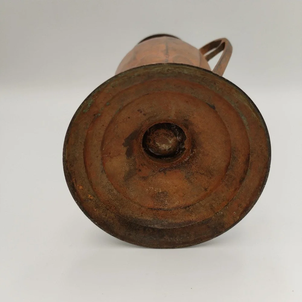 Vintage 10 In Solid Brass Double Handle Urn Vase Grecian Vessel Rustic Patina